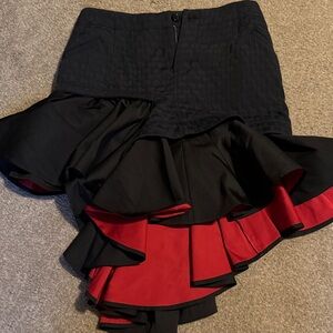 Y-3 Black and Red Ruffled Women's Skirt